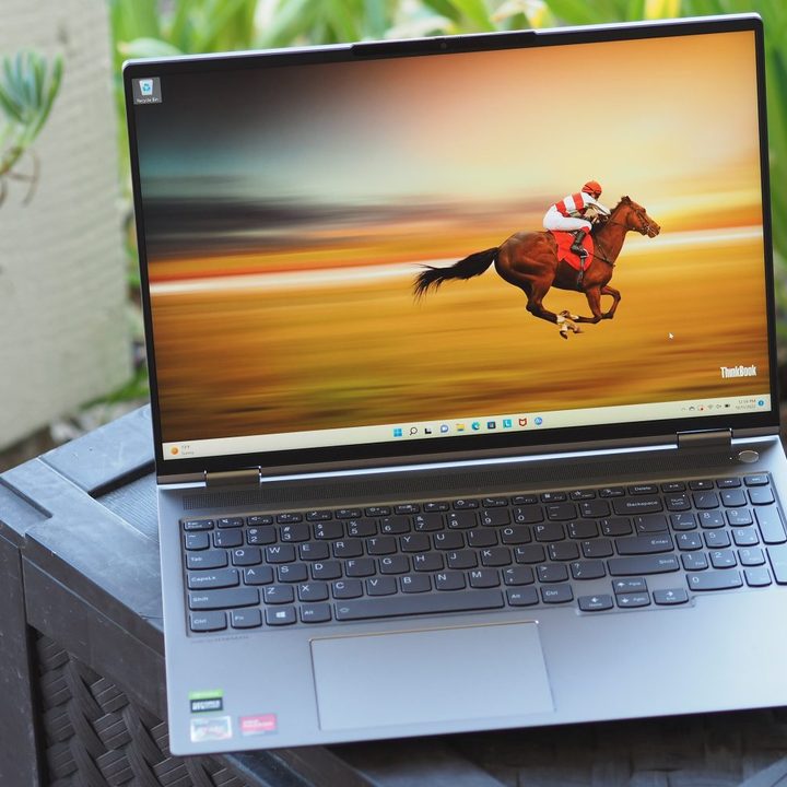 Lenovo ThinkBook 16p Gen 3 front angled view showing display and keyboard deck.
