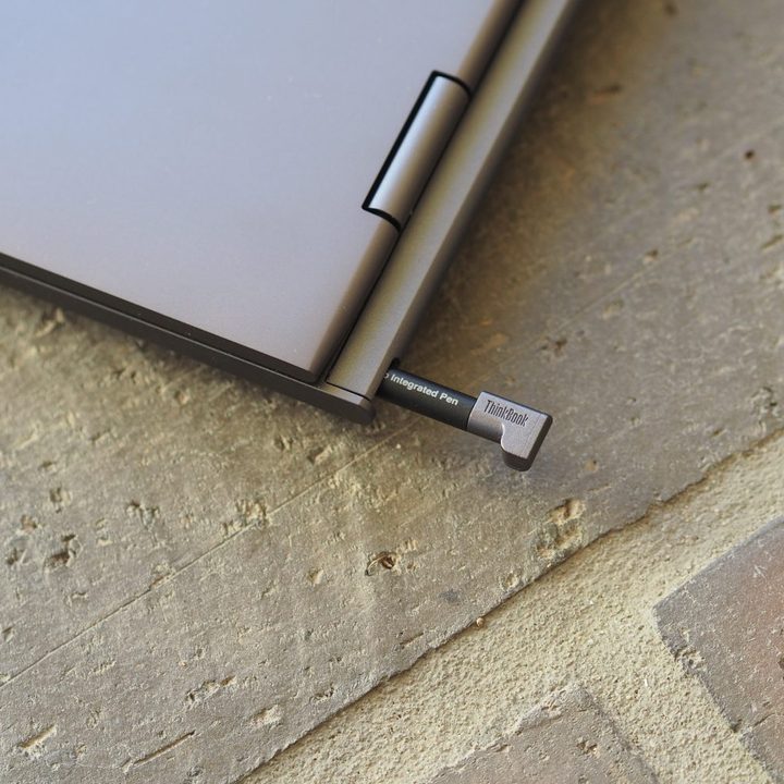 Lenovo ThinkBook Plus Gen 3 top down view showing pen slot.