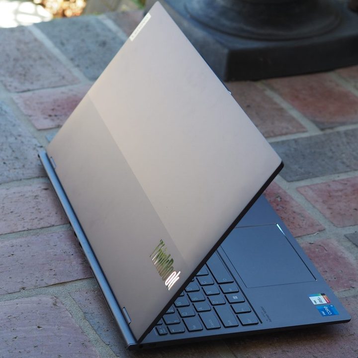 Lenovo ThinkBook Plus Gen 3 rear view showing lid and logos.