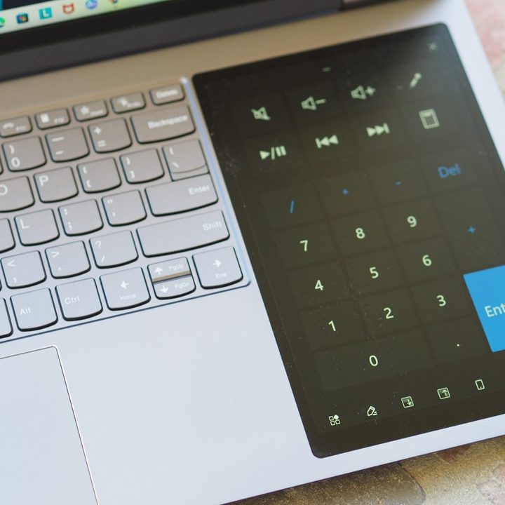 Lenovo ThinkBook Plus Gen 3 top down view showing second screen numeric keypad.