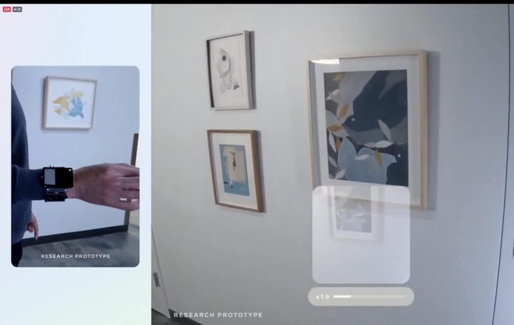 Meta prototype of wearable using motor neuron signals to control AR on glasses by taking a picture