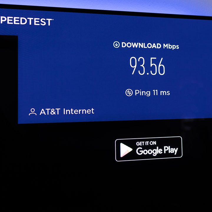 Speed test on Amazon Fire TV Cube.