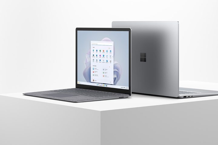 The front and back of the Surface Laptop 5 on a table.