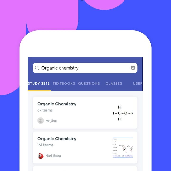 Quizlet app study sets.