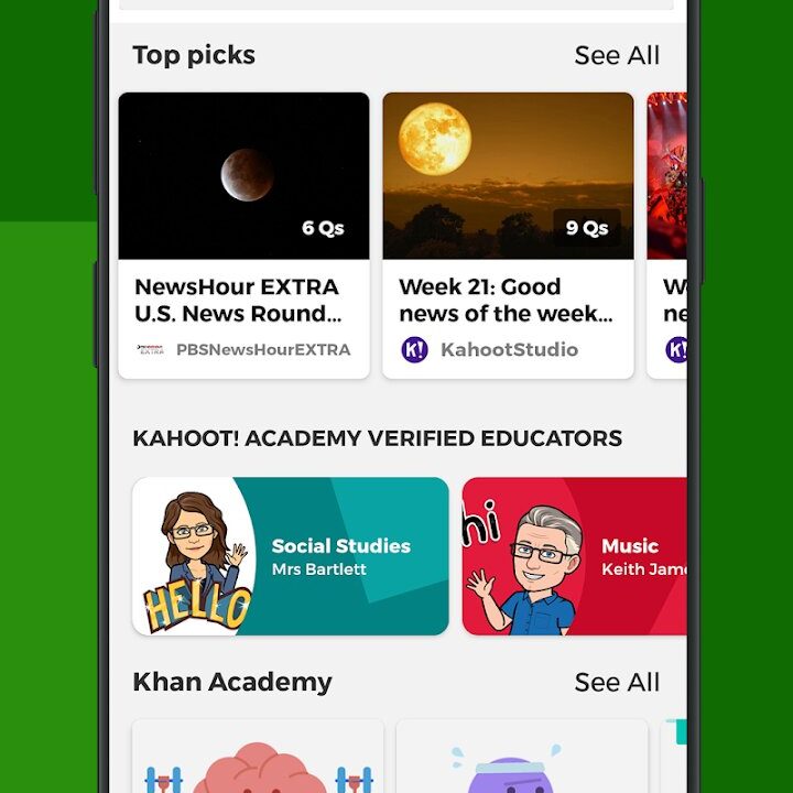 Kahoot app lessons.