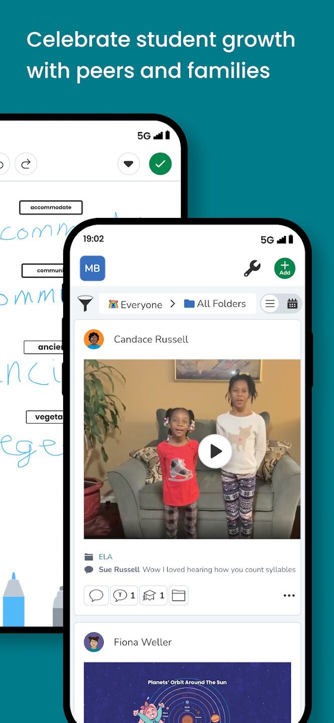 Seesaw app student achievements.