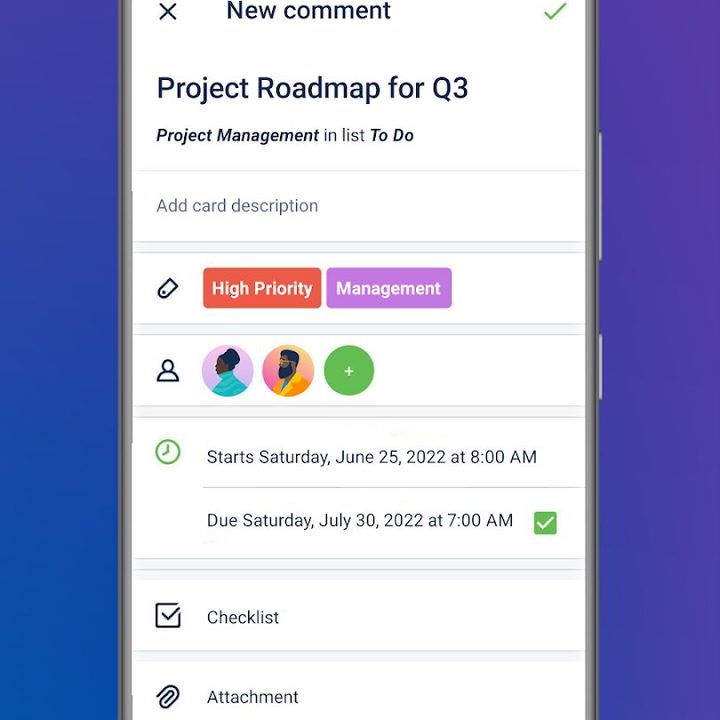 Edit tasks on the Trello app.
