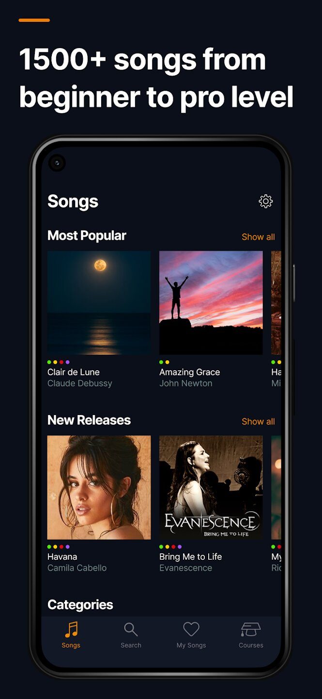 Flowkey piano learning app.