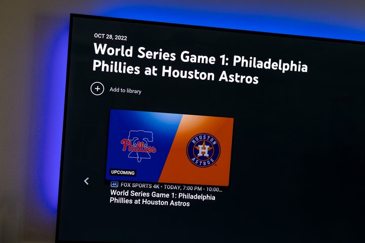 World Series 2022 on YouTube TV.
