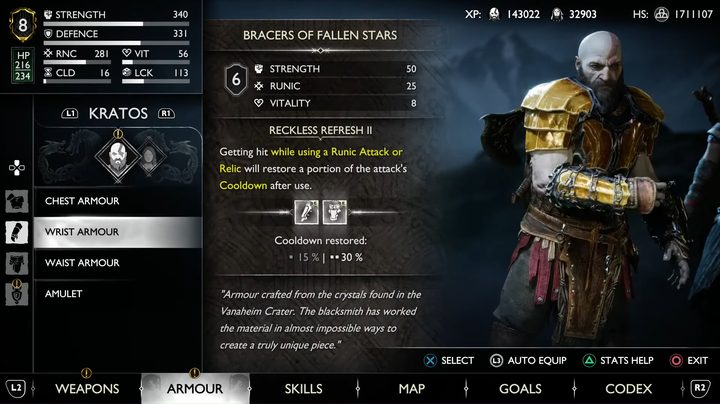 Kratos wearing Fallen Stars armor.