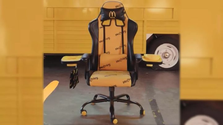 A yellow and black McCrispy gaming chair