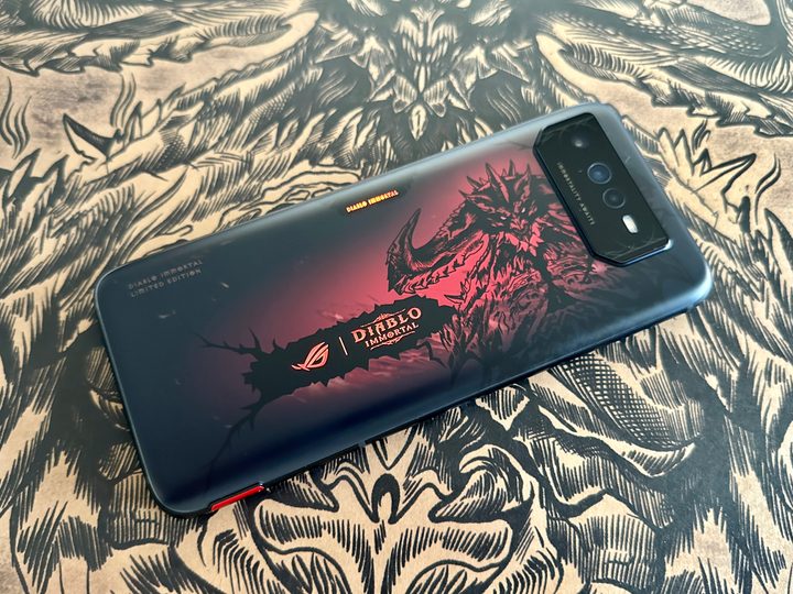 ASUS ROG Phone 6 Diablo Edition glowing on Horadric Cube