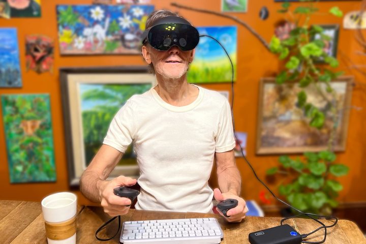 Alan Truly enjoying using a Meta Quest Pro