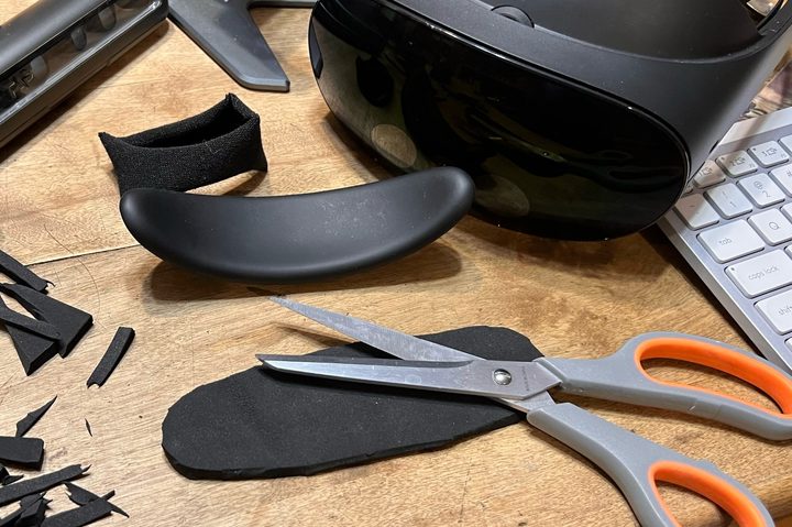 Alan Truly made a DIY soft pad out of neoprene to improve Quest Pro comfort.