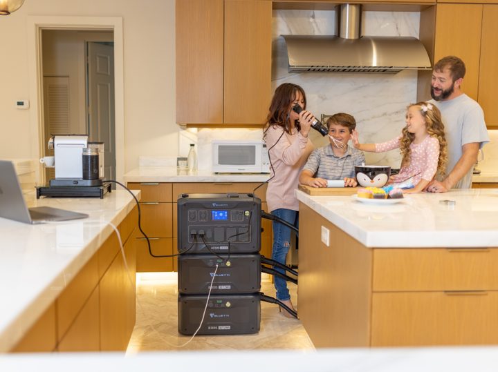 BLUETTI AC500 used to power kitchen appliances during a power outage.