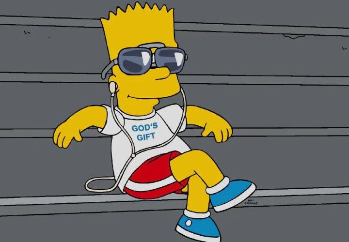 Bart is too cool for school in his "God's Gift" T shirt