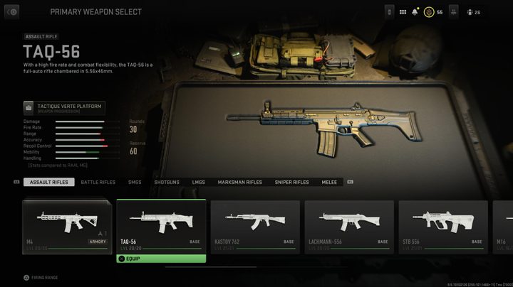 The TAQ-56 in Modern Warfare II.
