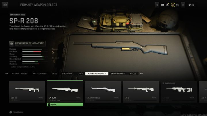 The SP-R 208 in Modern Warfare II.