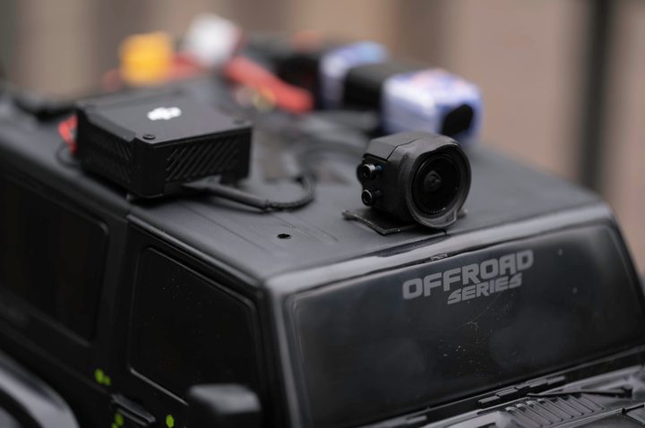 The DJI O3 Air Unit mounted on a RC monster truck.