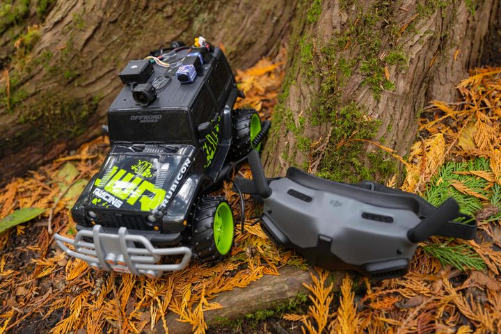 The DJI O3 Air Unit and DJI Goggles 2 with an RC monster truck.