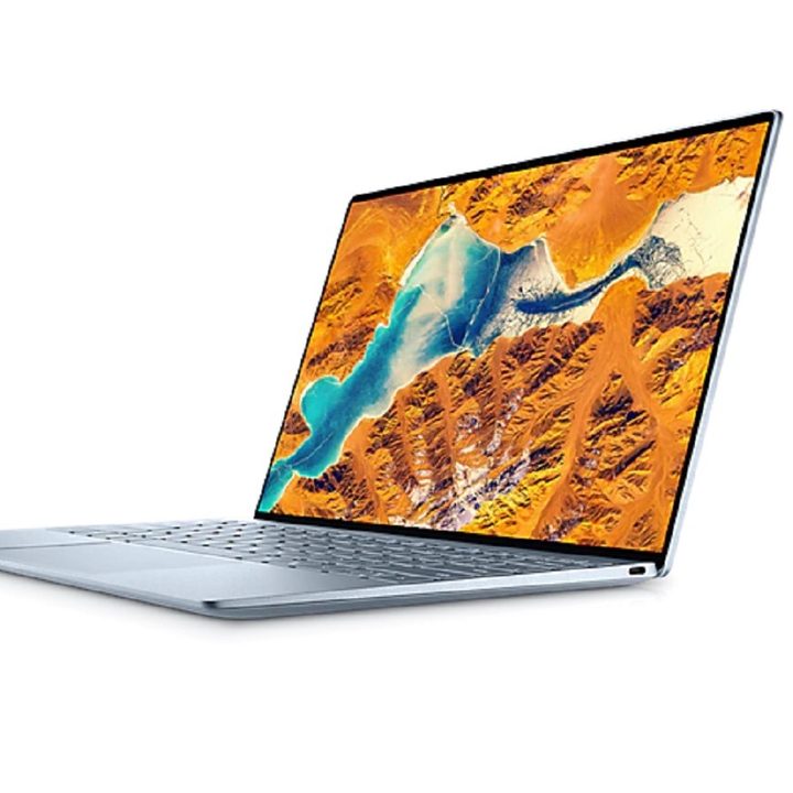 A side view of a Dell XPS 13 laptop on a white background.