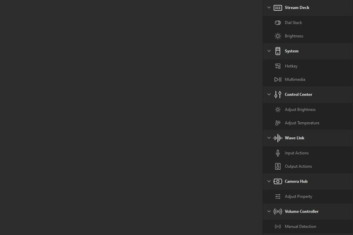 The dial option in the Stream Deck app.