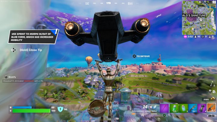 Character inside Chrome Vortex in Fortnite.