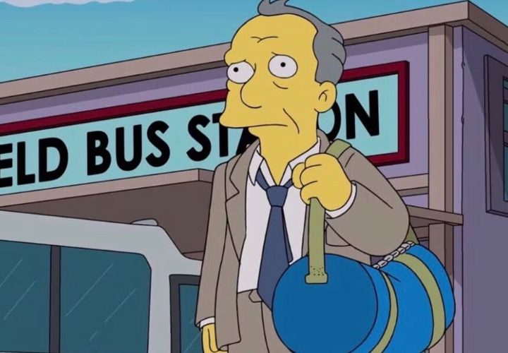 Gil Gunderson stands with a duffel bag after losing yet another job.
