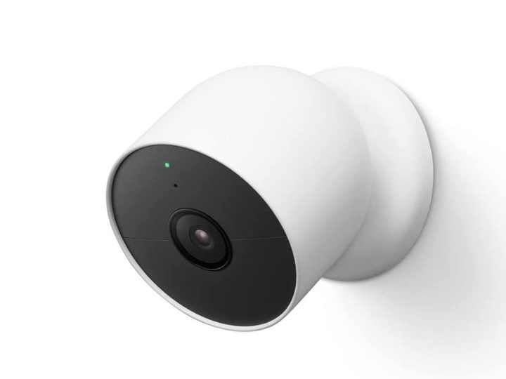 A Google Nest Cam against a white background.