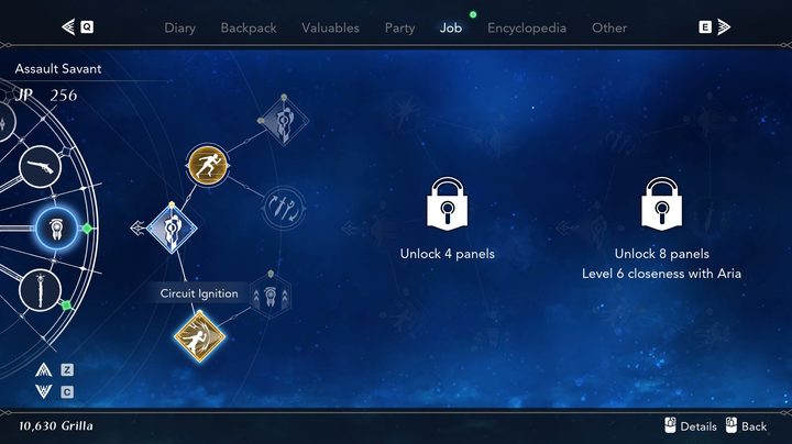 The Job menu in Harvestella.