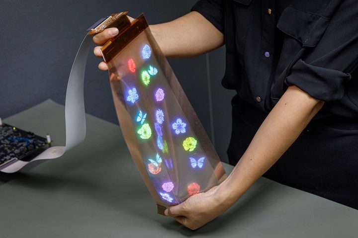 LG Display's stretchable display being demonstrated.