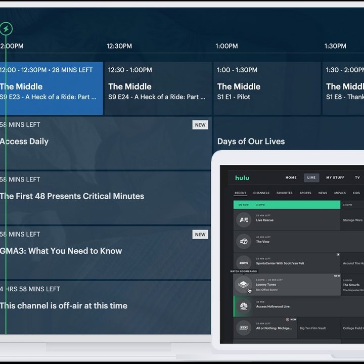 Example of Live Guide on Hulu Live TV.