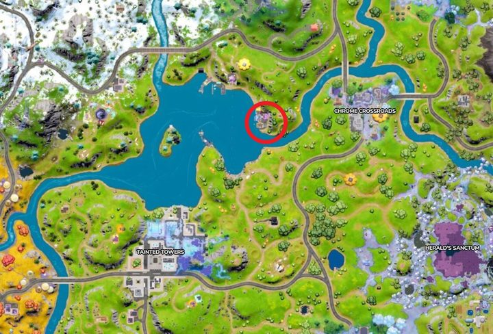 Map of Loot Lake in Fortnite.