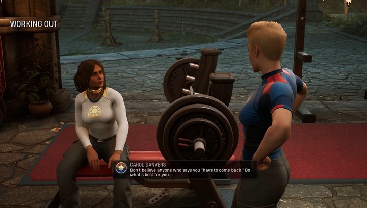 Marvel's Midnight Suns' hunter interacting with Ms. Marvel.