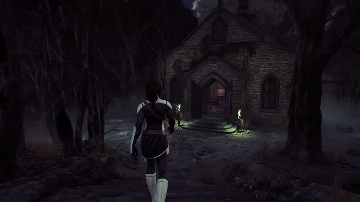 The Hunter approaches Hiram Shaw's church in Marvel's Midnight Suns.