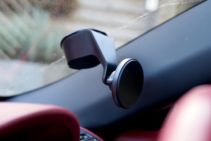 Mous MagSafe Suction Mount attached to a windscreen.