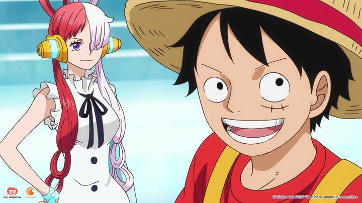 Uta with Luffy on stage in One Piece Film: Red.
