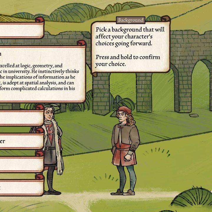 Andreas picks his background in Pentiment.
