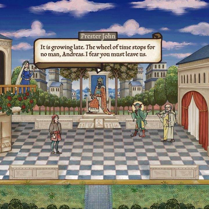 Andreas is in his memory palace in Pentiment.