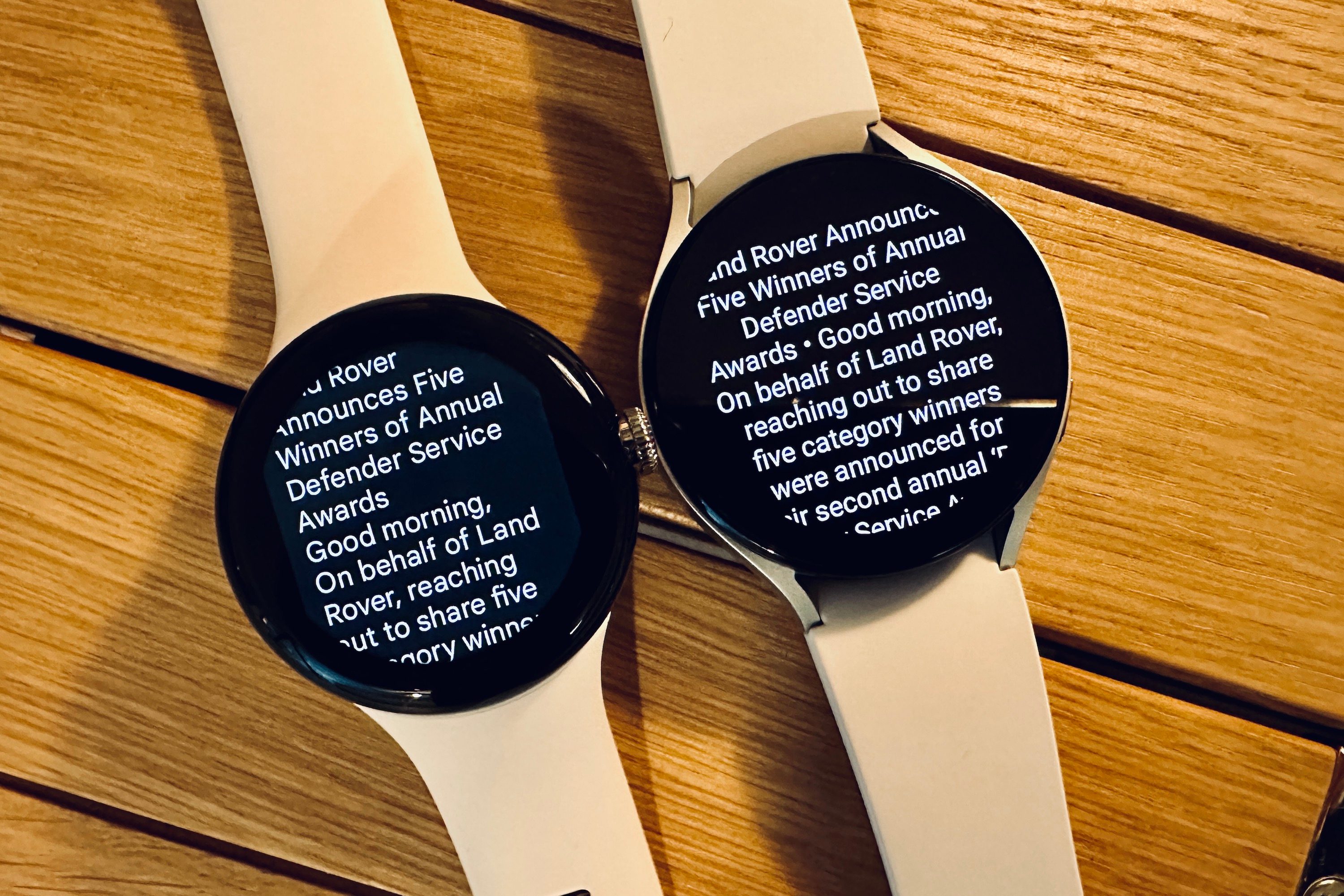 Notifications on the Galaxy Watch 5 and Pixel Watch.