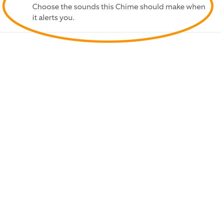 The chime tones section of the Ring app