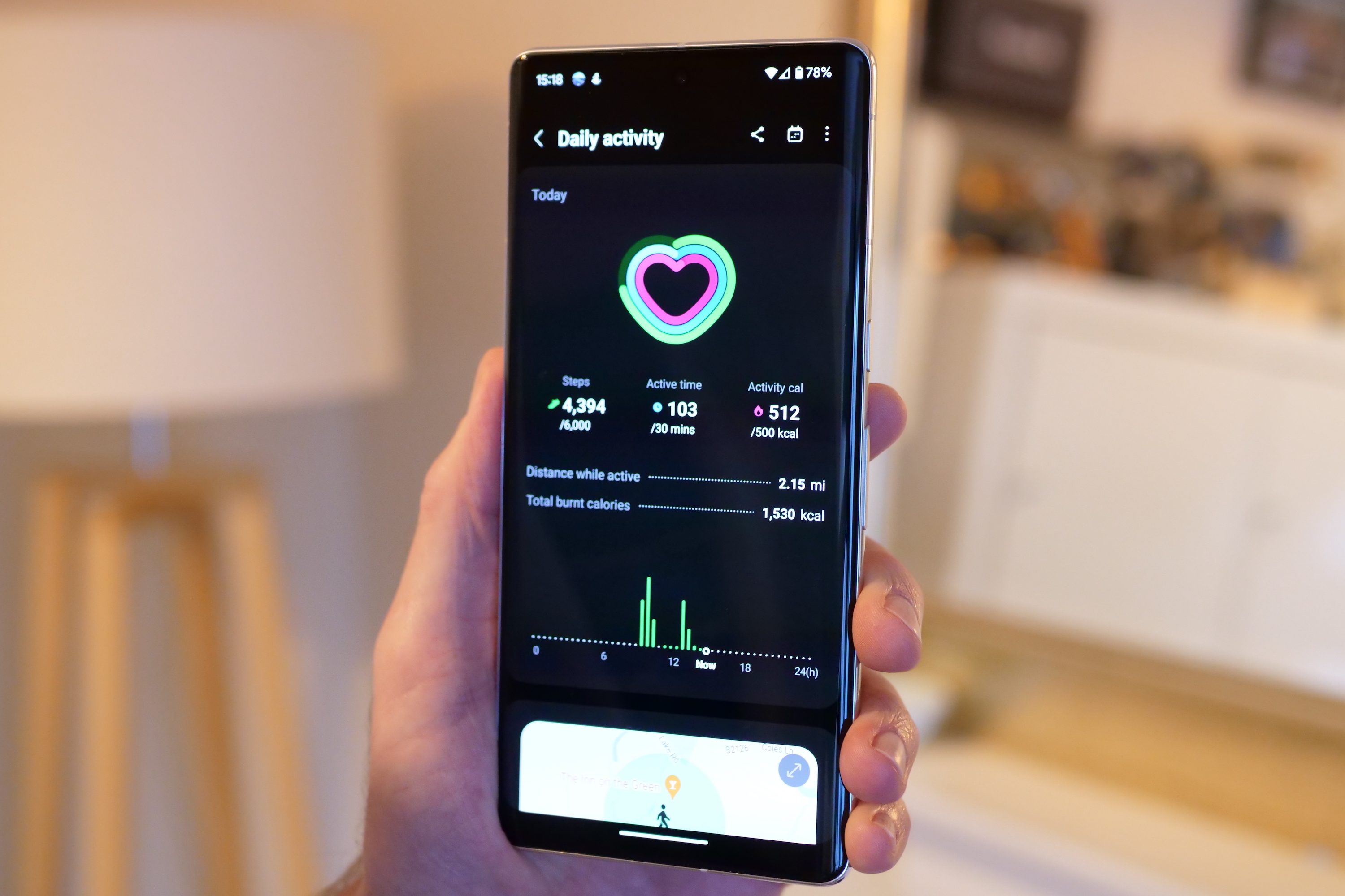 Samsung Health data screen.