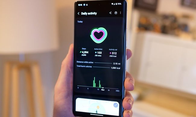 Samsung Health data screen.