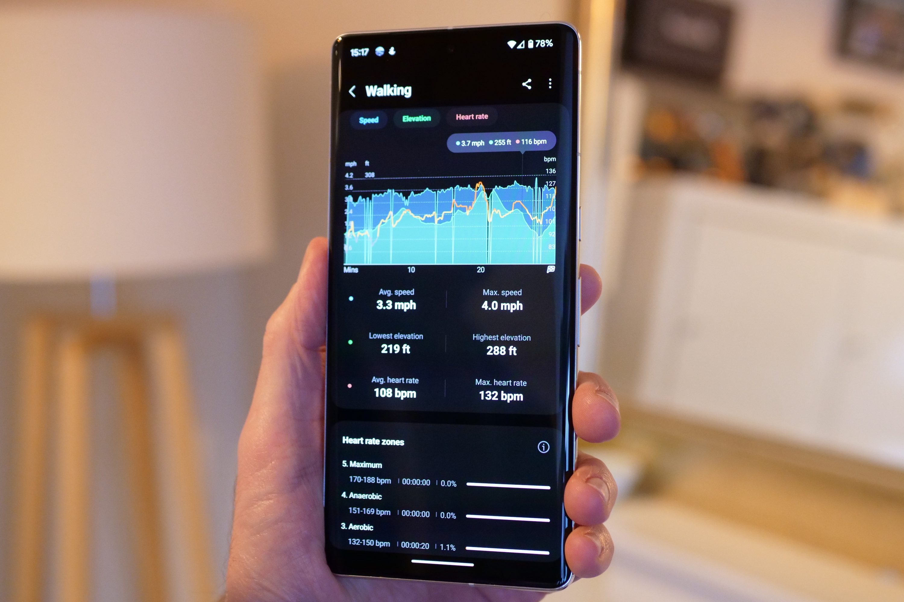 Samsung Health data screen.