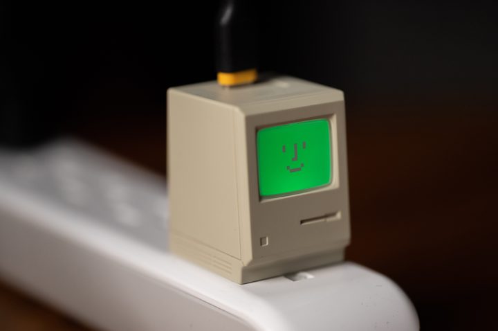 The Shargeek Retro 35W charger plugged into a power strip.