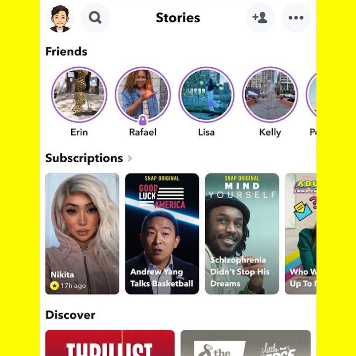 Snapchat Stories pane.