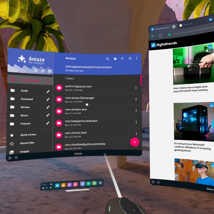 The Android app Amaze File Manager can be side-loaded onto the Quest Pro.