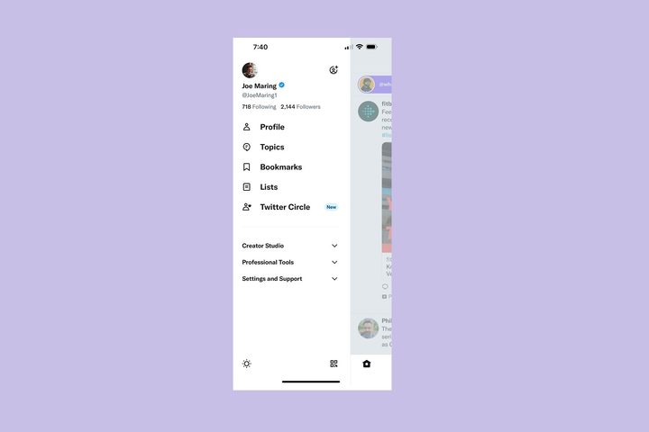 Twitter Blue option missing from iOS app's menu.