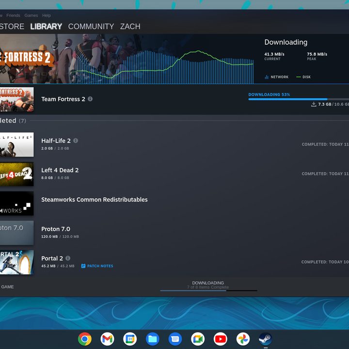 Valve Steam on ChromeOS 108 screenshot.