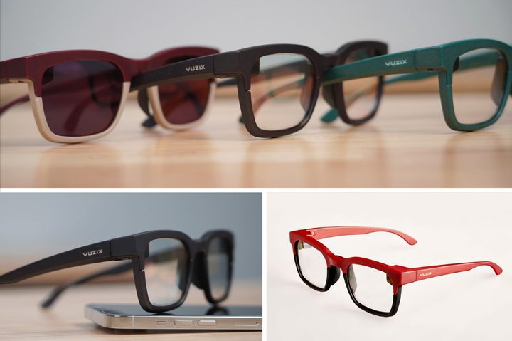 Vuzix Ultralight AR smart glasses are shown in different colors.